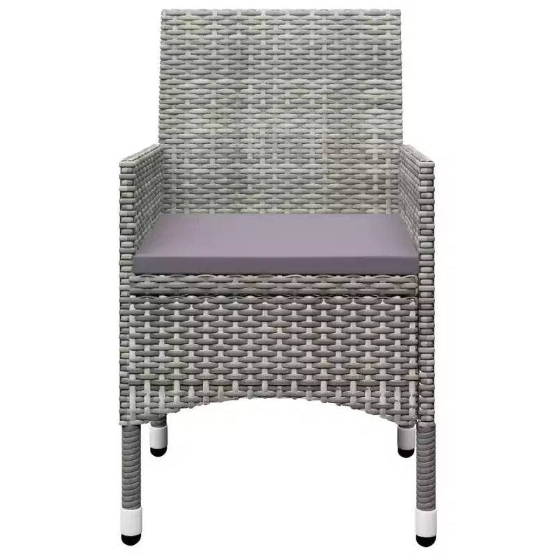 vidaXL Patio Bistro Set Bistro Table 3 Piece Poly Rattan and Tempered Glass