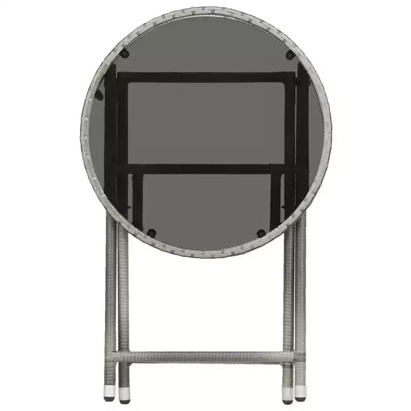 vidaXL Patio Bistro Set Bistro Table 3 Piece Poly Rattan and Tempered Glass