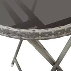vidaXL Patio Bistro Set Bistro Table 3 Piece Poly Rattan and Tempered Glass