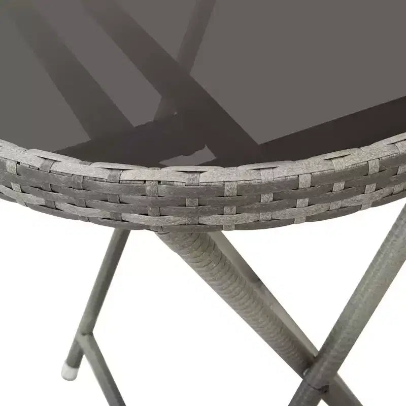 vidaXL Patio Bistro Set Bistro Table 3 Piece Poly Rattan and Tempered Glass