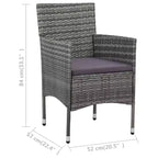 vidaXL Patio Bistro Set Bistro Table 3 Piece Poly Rattan and Tempered Glass