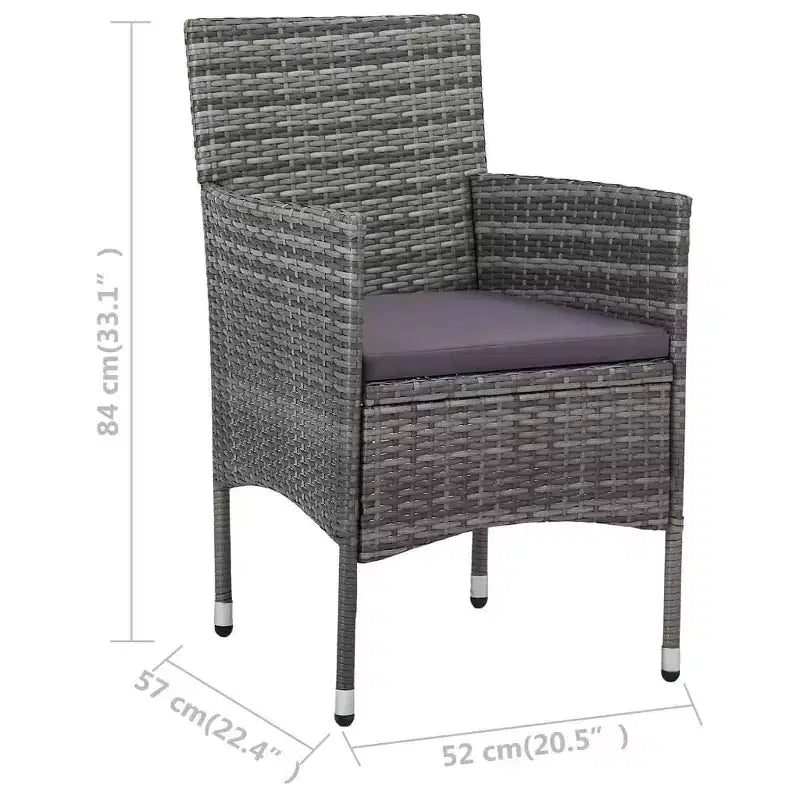 vidaXL Patio Bistro Set Bistro Table 3 Piece Poly Rattan and Tempered Glass