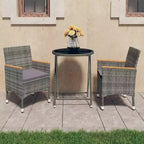vidaXL Patio Bistro Set Bistro Table 3 Piece Poly Rattan and Tempered Glass