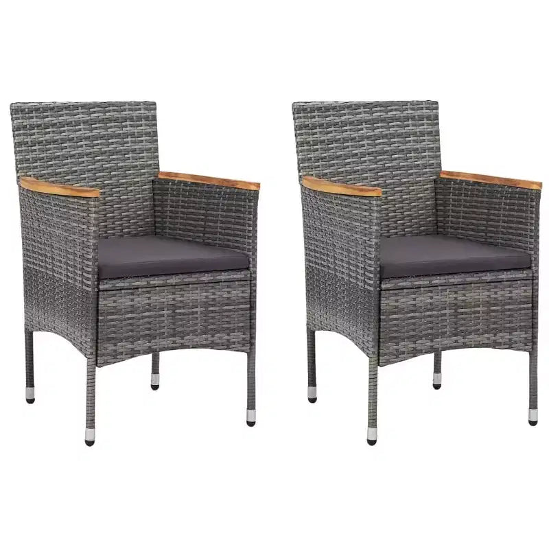 vidaXL Patio Bistro Set Bistro Table 3 Piece Poly Rattan and Tempered Glass