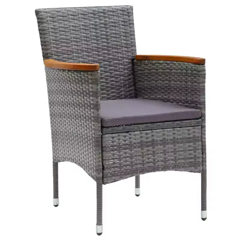 vidaXL Patio Bistro Set Bistro Table 3 Piece Poly Rattan and Tempered Glass
