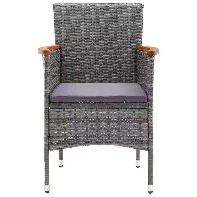 vidaXL Patio Bistro Set Bistro Table 3 Piece Poly Rattan and Tempered Glass