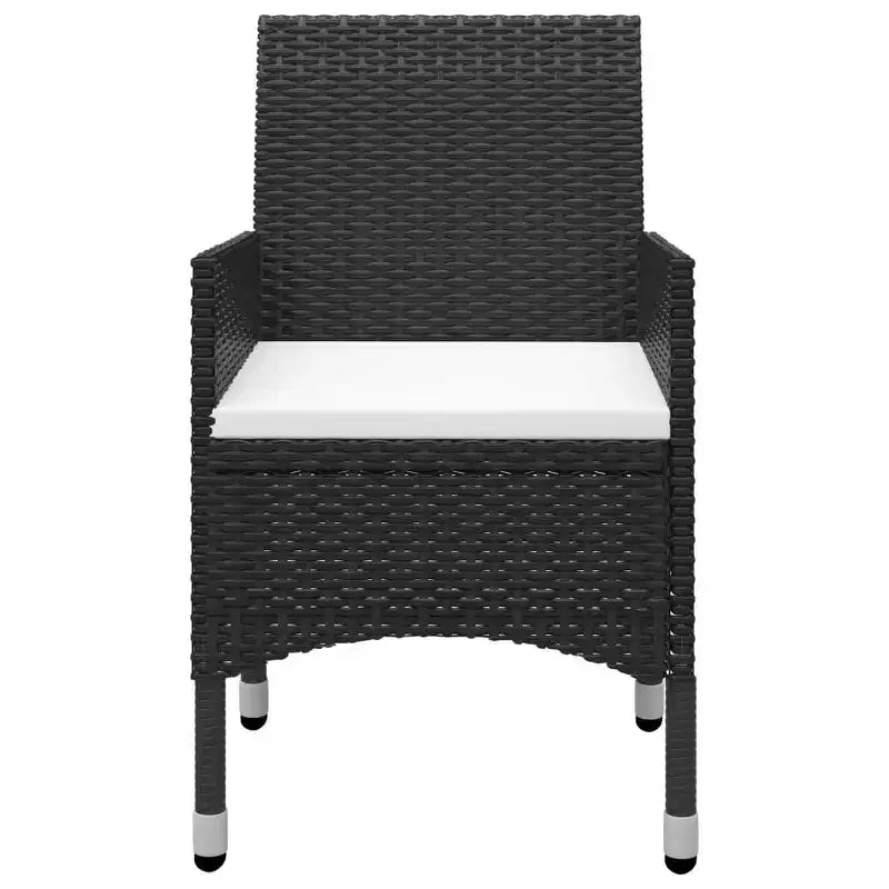 vidaXL Patio Bistro Set Bistro Table 3 Piece Poly Rattan and Tempered Glass