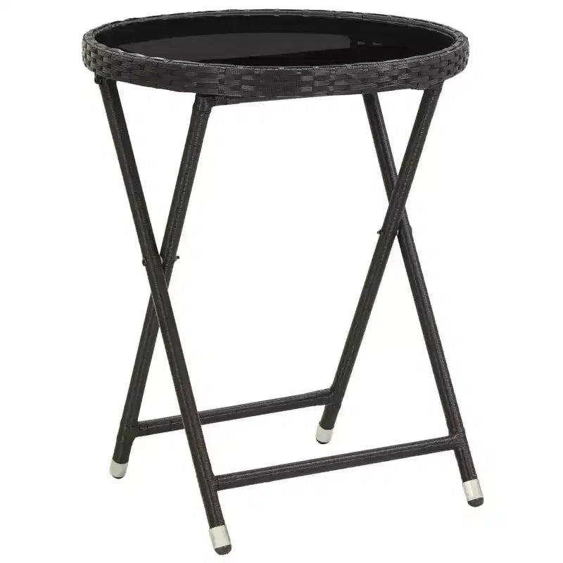 vidaXL Patio Bistro Set Bistro Table 3 Piece Poly Rattan and Tempered Glass