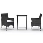 vidaXL Patio Bistro Set Bistro Table 3 Piece Poly Rattan and Tempered Glass