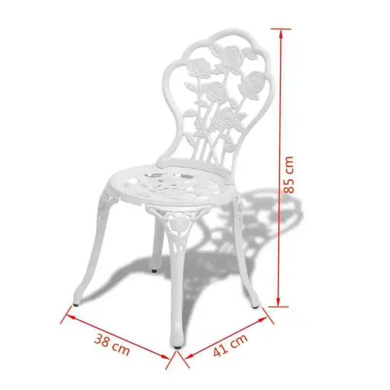 vidaXL Patio Bistro Set 3 Piece Outdoor Garden Table and Chair Cast Aluminum