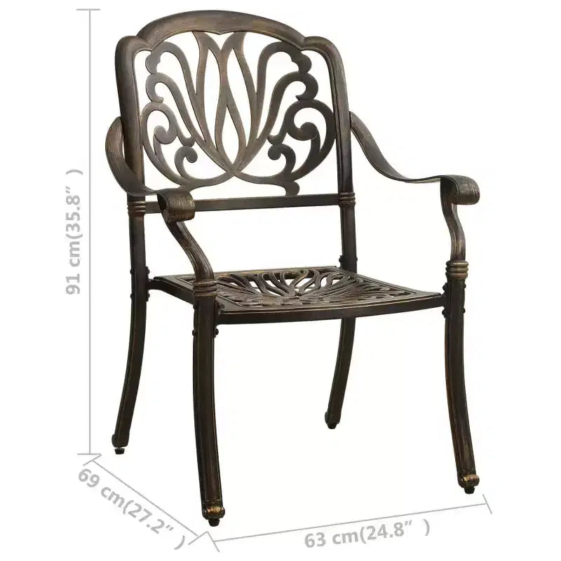 vidaXL Bistro Set Patio Table and Chairs Outdoor Garden 3 Piece Cast Aluminum