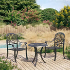 vidaXL Bistro Set Patio Table and Chairs Outdoor Garden 3 Piece Cast Aluminum