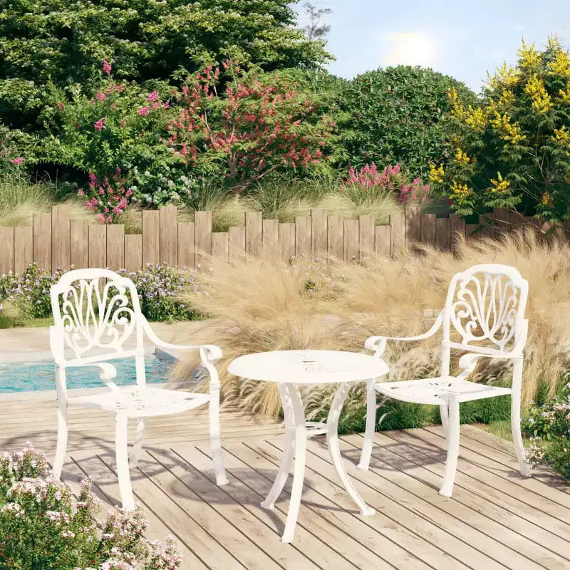 vidaXL Bistro Set Patio Table and Chairs Outdoor Garden 3 Piece Cast Aluminum