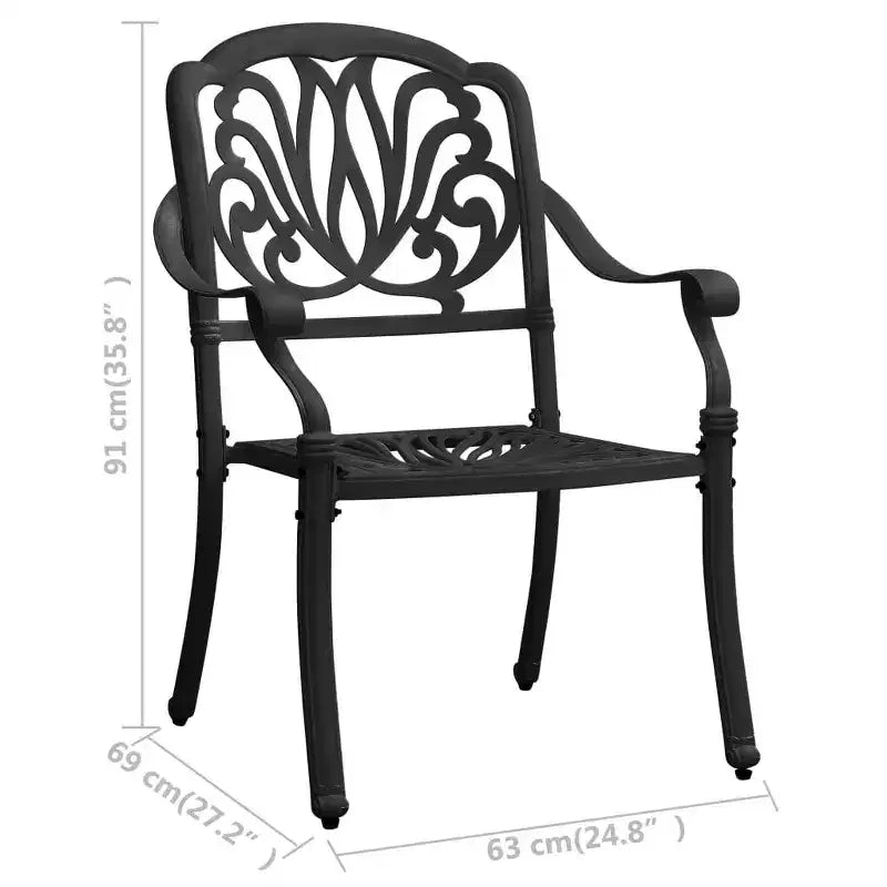 vidaXL Bistro Set Patio Table and Chairs Outdoor Garden 3 Piece Cast Aluminum