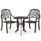 vidaXL Bistro Set Patio Table and Chairs Outdoor Garden 3 Piece Cast Aluminum
