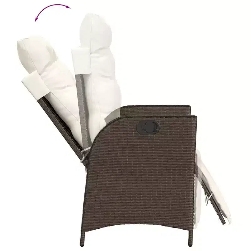 vidaXL 3 Piece Bistro Set with Cushions Brown Poly Rattan