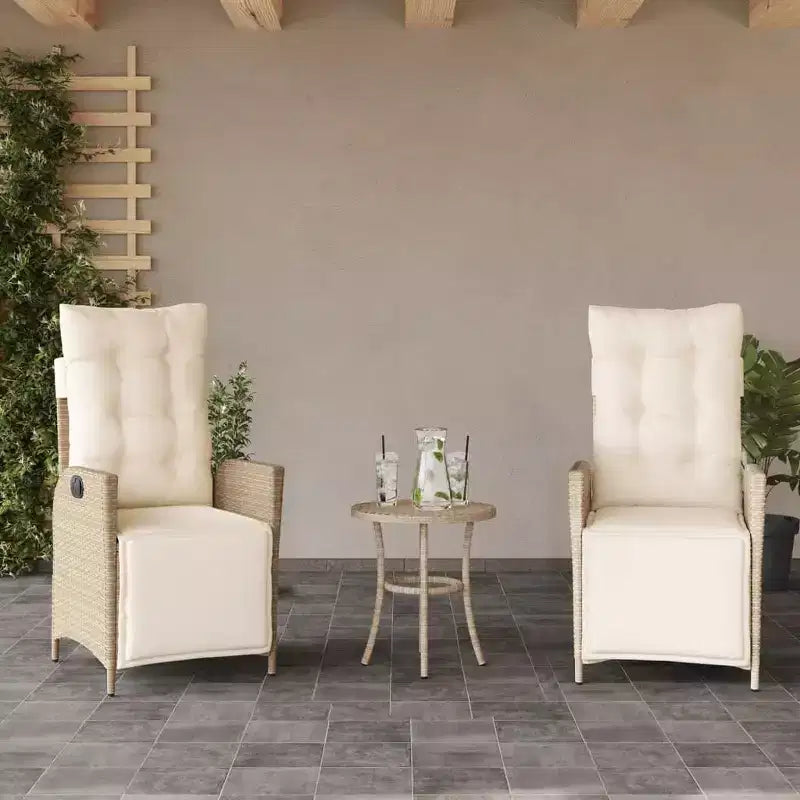 vidaXL 3 Piece Bistro Set with Cushions Brown Poly Rattan