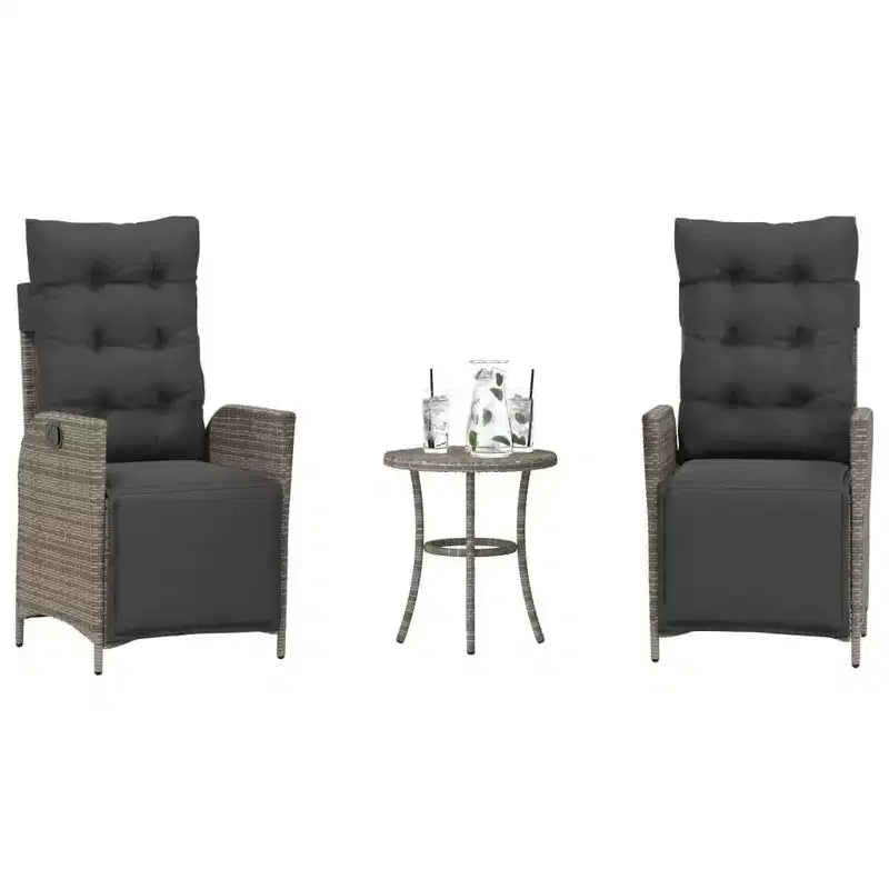 vidaXL 3 Piece Bistro Set with Cushions Brown Poly Rattan