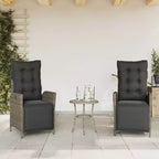 vidaXL 3 Piece Bistro Set with Cushions Brown Poly Rattan