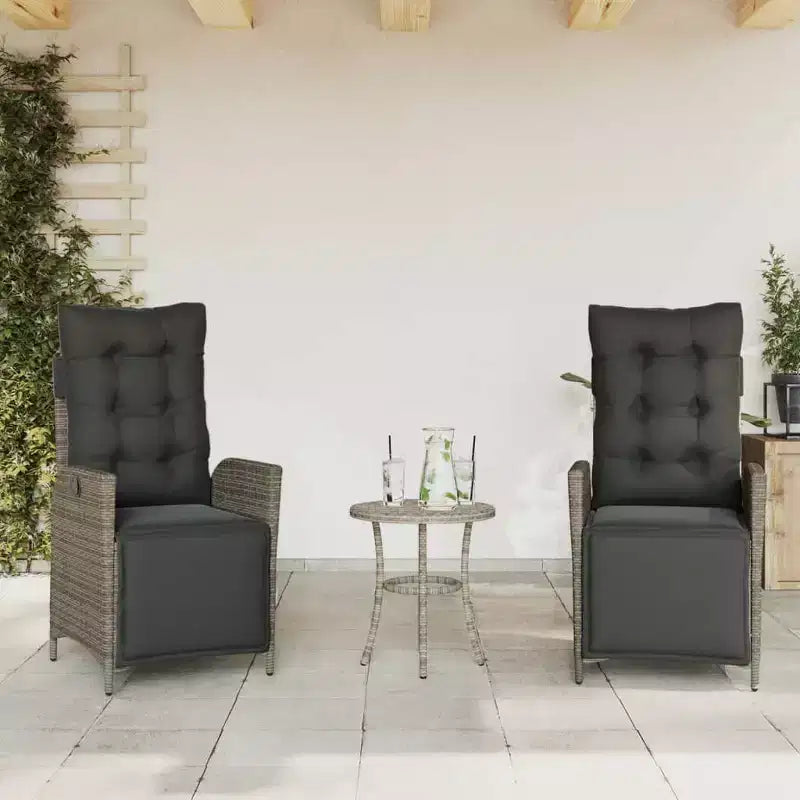 vidaXL 3 Piece Bistro Set with Cushions Brown Poly Rattan
