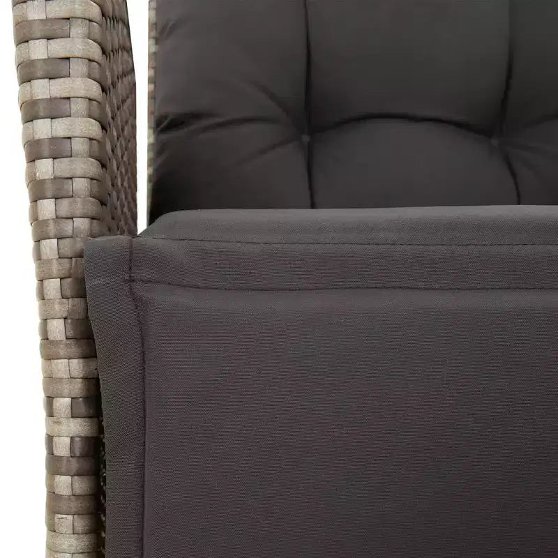 vidaXL 3 Piece Bistro Set with Cushions Brown Poly Rattan