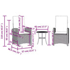 vidaXL Bistro Set with Cushions Outdoor Patio Furniture 3 Piece Poly Rattan