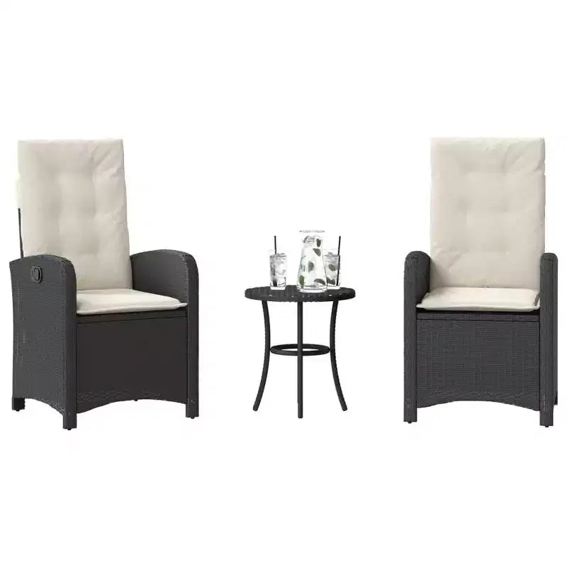 vidaXL Bistro Set with Cushions Outdoor Patio Furniture 3 Piece Poly Rattan