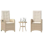 vidaXL Bistro Set with Cushions Outdoor Patio Furniture 3 Piece Poly Rattan