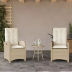 vidaXL Bistro Set with Cushions Outdoor Patio Furniture 3 Piece Poly Rattan
