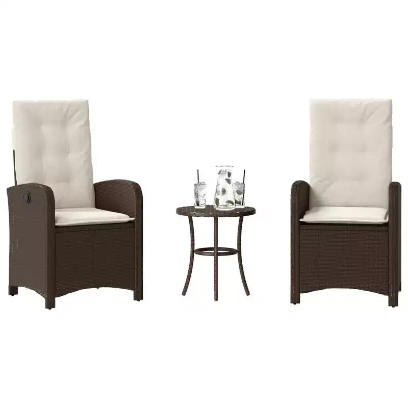 vidaXL Bistro Set with Cushions Outdoor Patio Furniture 3 Piece Poly Rattan