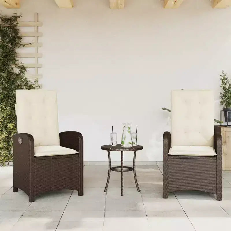 vidaXL Bistro Set with Cushions Outdoor Patio Furniture 3 Piece Poly Rattan