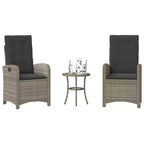 vidaXL Bistro Set with Cushions Outdoor Patio Furniture 3 Piece Poly Rattan