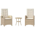 vidaXL Bistro Set with Cushions Outdoor Patio Furniture 3 Piece Poly Rattan