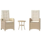 vidaXL Bistro Set with Cushions Outdoor Patio Furniture 3 Piece Poly Rattan