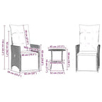 vidaXL 3 Piece Bistro Set with Cushions Gray Poly Rattan