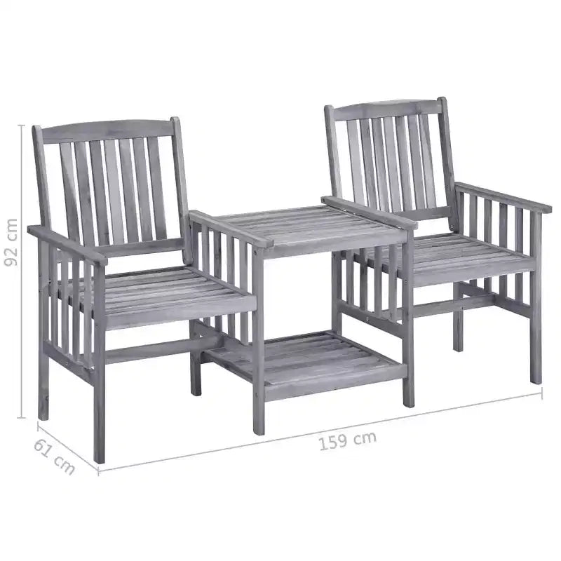 vidaXL Patio Chairs with Tea Table 62.6x24x36.2 Solid Acacia Wood