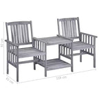 vidaXL Patio Chairs with Tea Table 62.6x24x36.2 Solid Acacia Wood