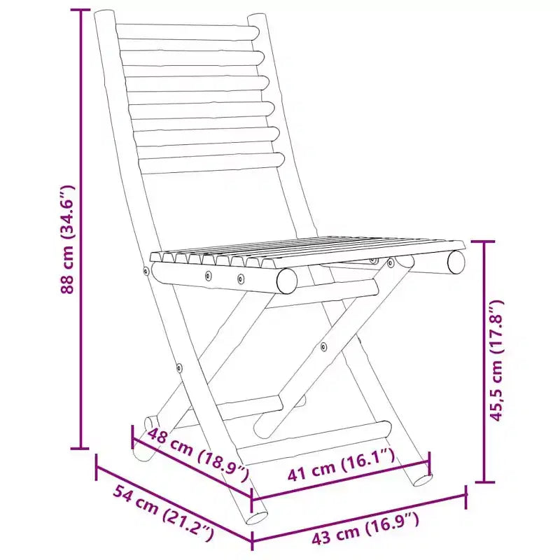 vidaXL Bistro Set Natural Bamboo Bamboo Standard Size Foldable
