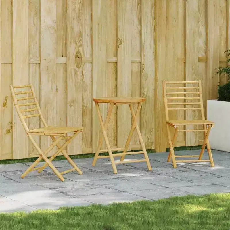 vidaXL Bistro Set Natural Bamboo Bamboo Standard Size Foldable