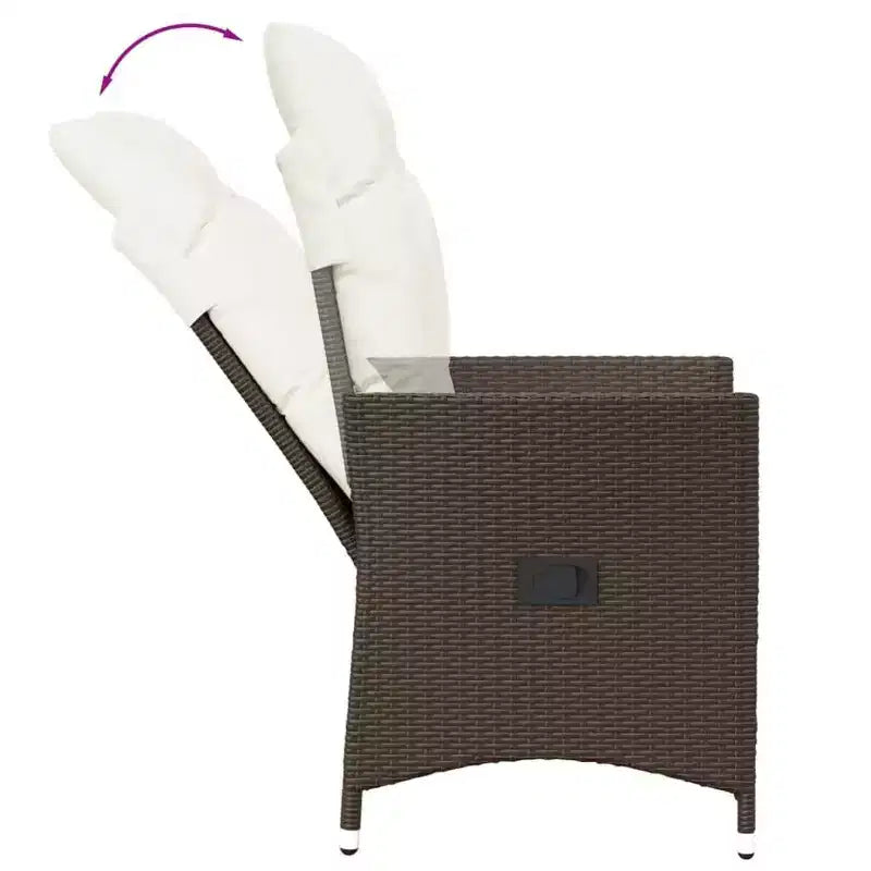 vidaXL Bistro Set with Cushions Poly Rattan