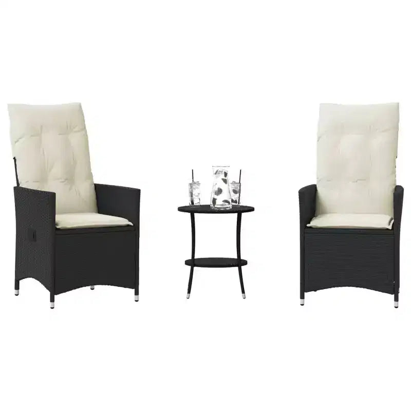vidaXL Bistro Set with Cushions Poly Rattan