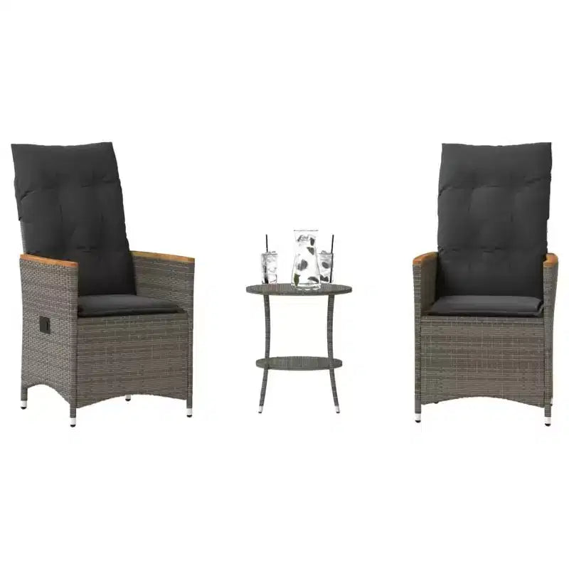 vidaXL Bistro Set with Cushions Poly Rattan