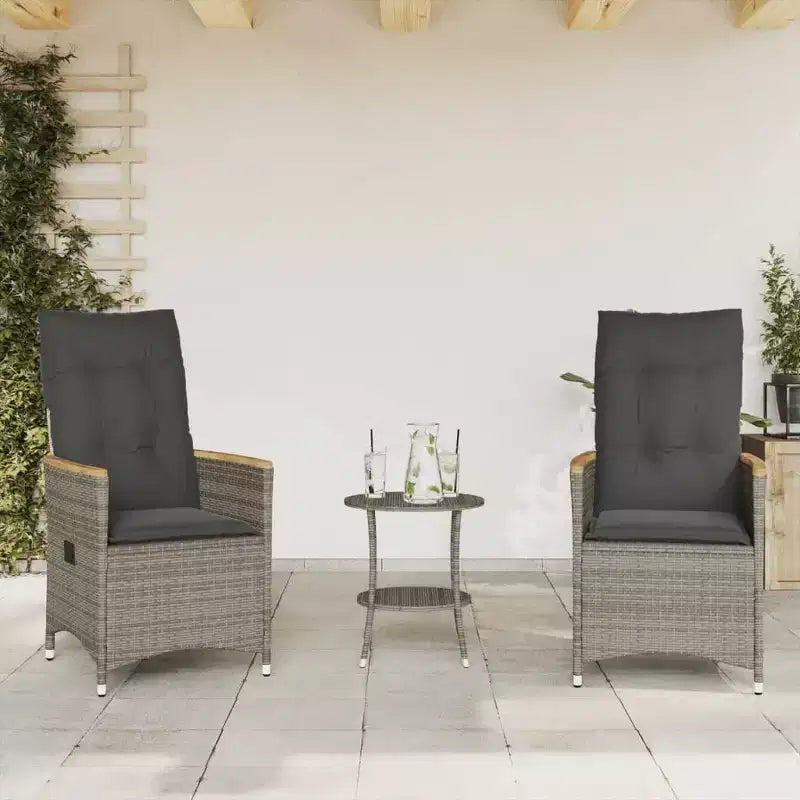 vidaXL Bistro Set with Cushions Poly Rattan
