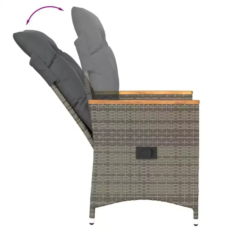 vidaXL Bistro Set with Cushions Poly Rattan