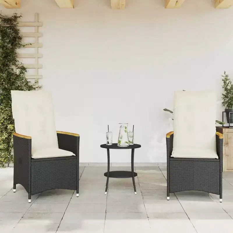 vidaXL Bistro Set with Cushions Poly Rattan