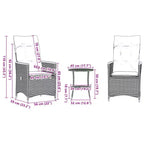 vidaXL Bistro Set with Cushions Poly Rattan