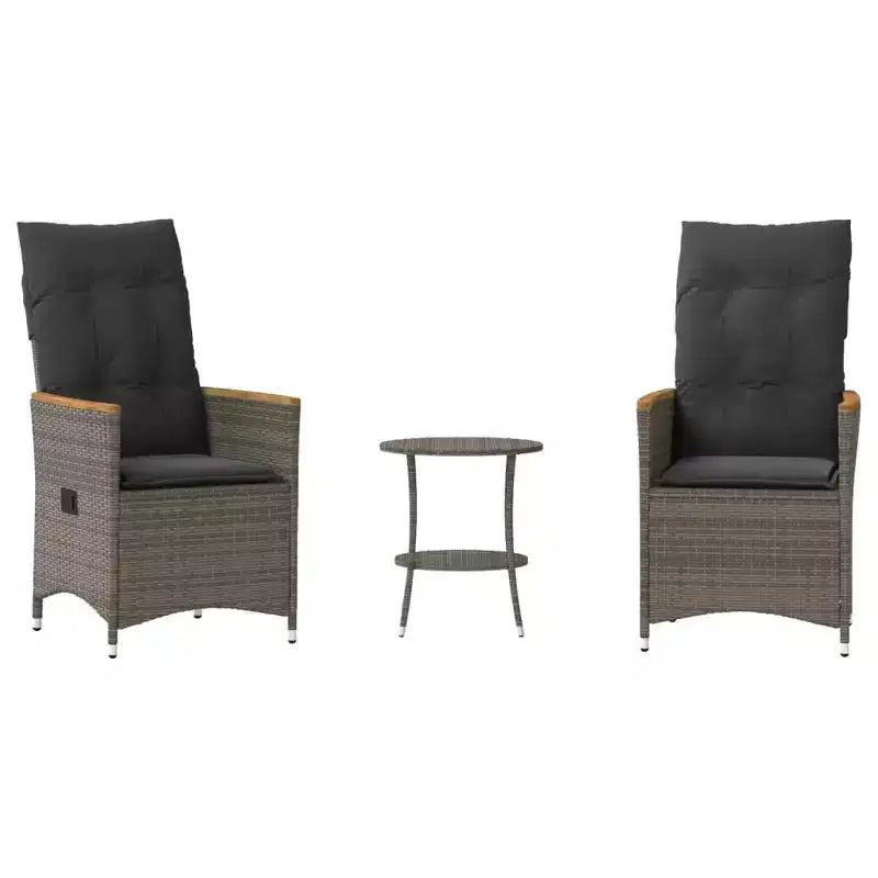 vidaXL Bistro Set with Cushions Poly Rattan