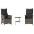 vidaXL Bistro Set with Cushions Poly Rattan