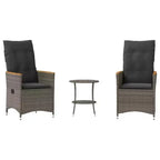 vidaXL Bistro Set with Cushions Poly Rattan