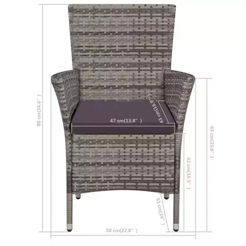 vidaXL Patio Bistro Set Outdoor Furniture Set Wicker Table and Chairs Rattan
